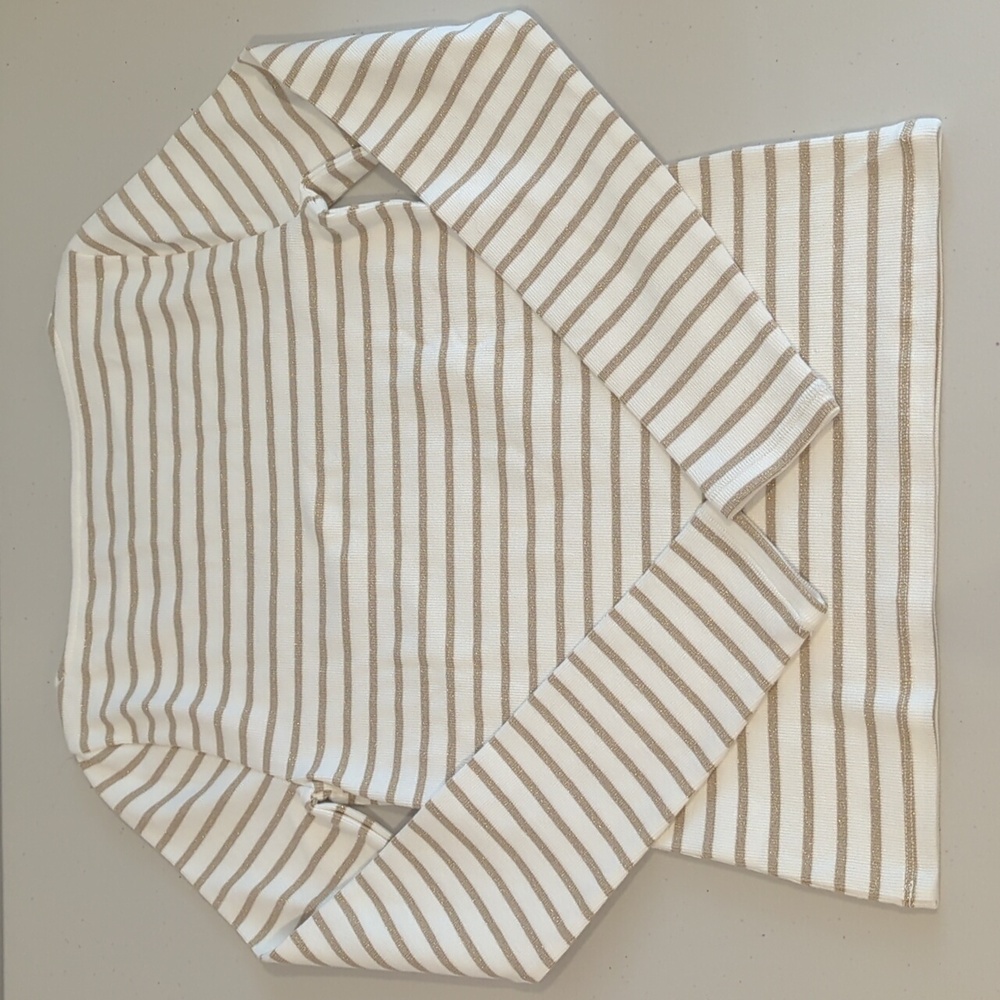 NWT J. Crew Factory Metallic Striped Boatneck Top - Picture 2 of 5